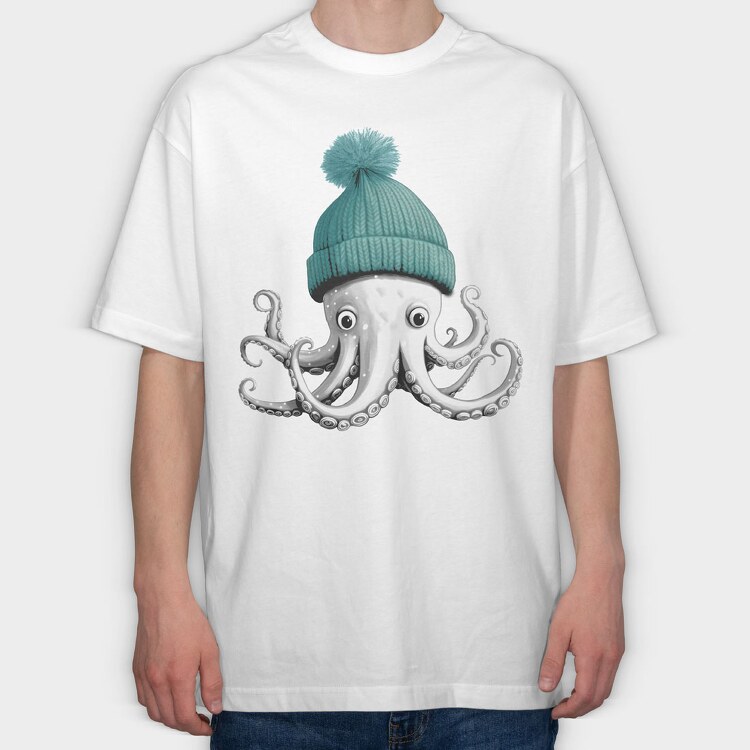 Octopus Winter Hat, Tricou Oversize Barbati (Unisex)