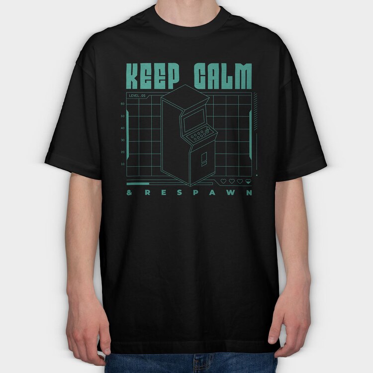 Keep Calm and Respawn, Tricou Oversize Barbati (Unisex)