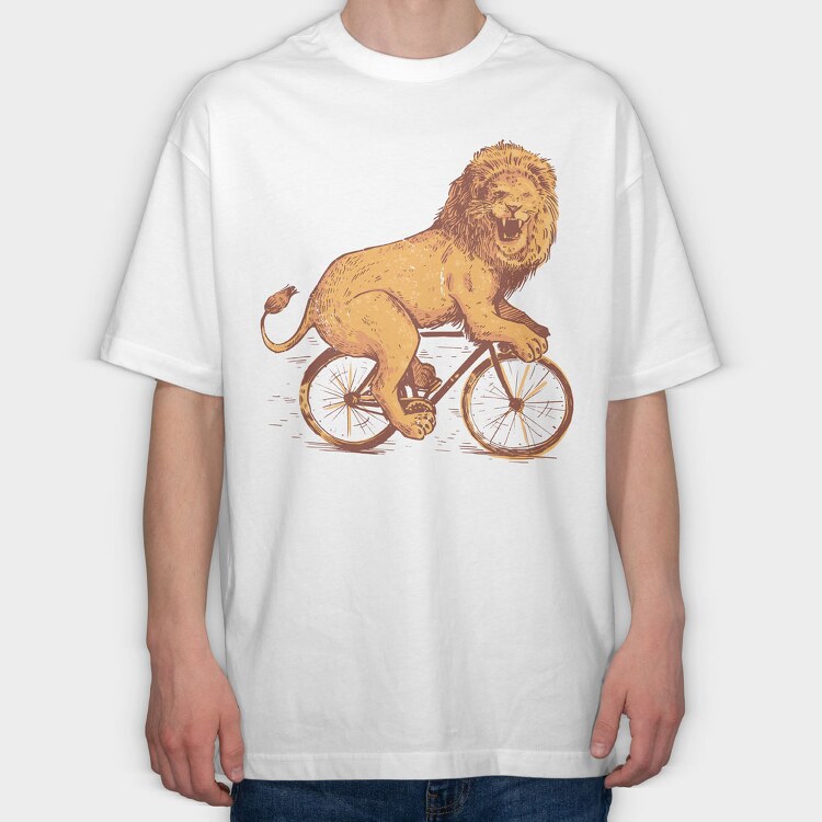 Bicicle Lion, Tricou Oversize Barbati (Unisex)