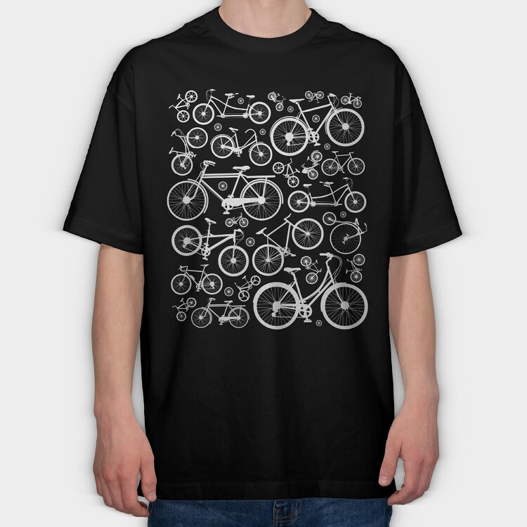 Bicycles Pattern, Tricou Oversize Barbati (Unisex)