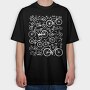Bicycles Pattern, Tricou Oversize Barbati (Unisex)