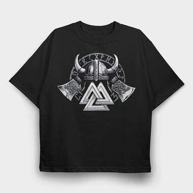 Valknut Vikings, Tricou Oversize Barbati (Unisex)