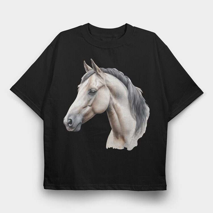 Side View Realistic Horse, Tricou Oversize Barbati (Unisex)
