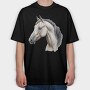 Side View Realistic Horse, Tricou Oversize Barbati (Unisex)