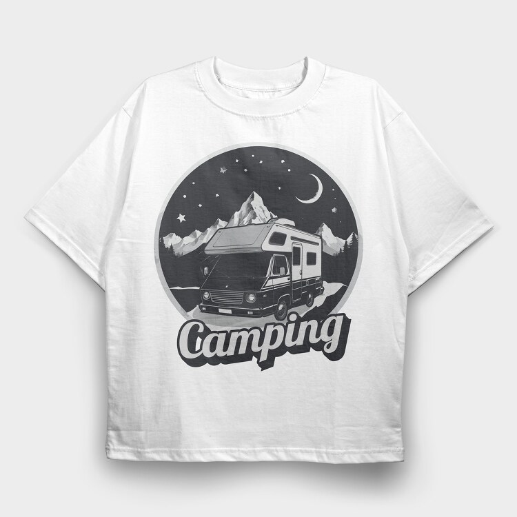 Van Night Camping, Tricou Oversize Barbati (Unisex)