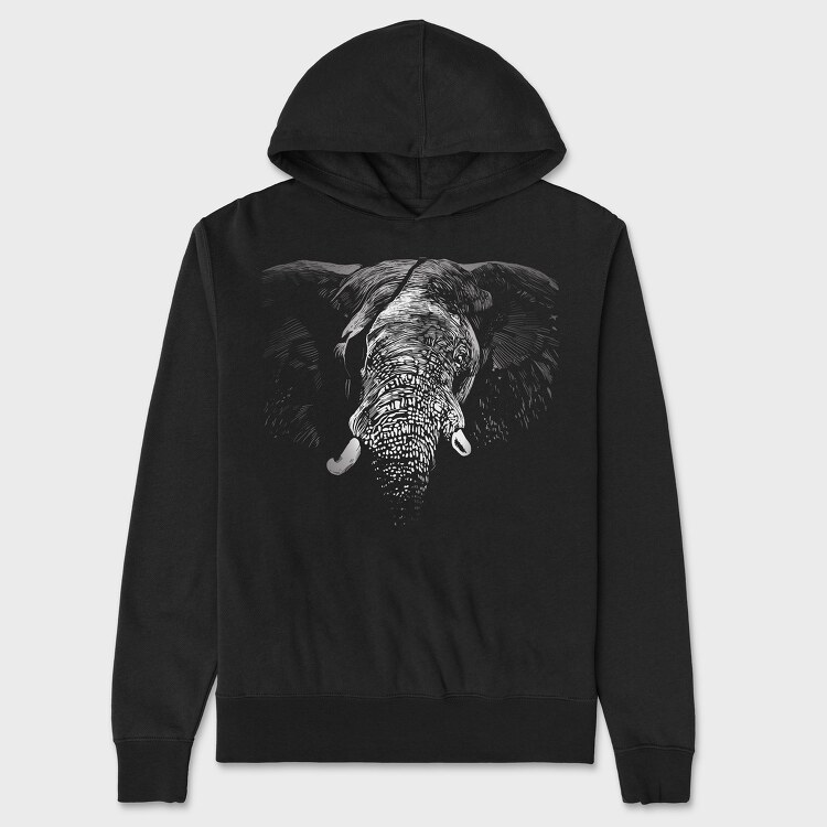 Eyepatch Elephant Portrait, Hanorac Oversize Barbati (Unisex)