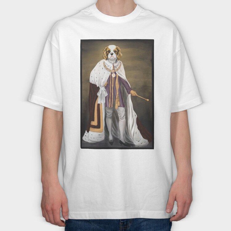 King Dog Painting Cavalier, Tricou Oversize Barbati (Unisex)