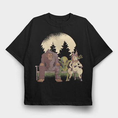 Bigfoot Alien Unicorn, Tricou Oversize Barbati (Unisex)