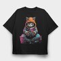 Gamer Cat, Tricou Oversize Barbati (Unisex)
