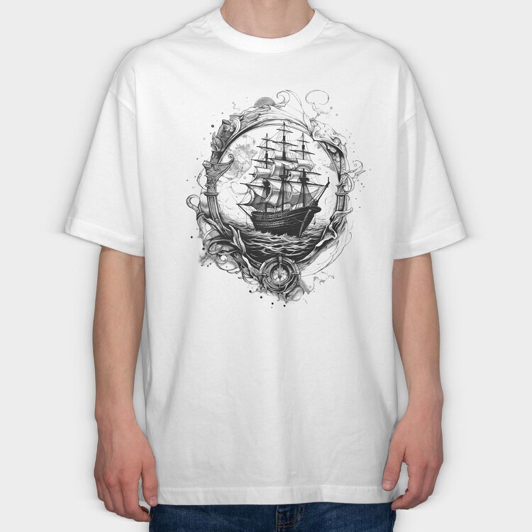 Old Sailing Ship, Tricou Oversize Barbati (Unisex)