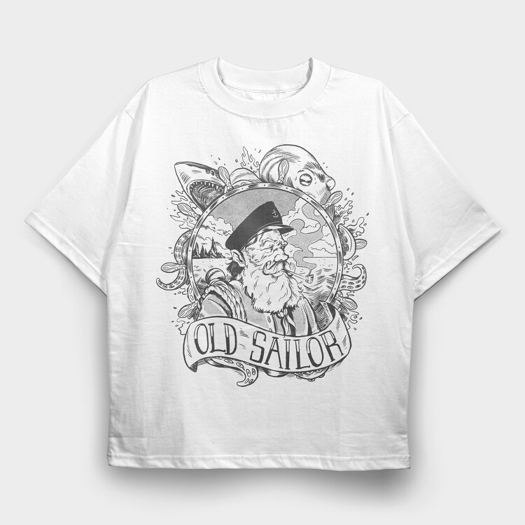 Old Sailor Black, Tricou Oversize Barbati (Unisex)