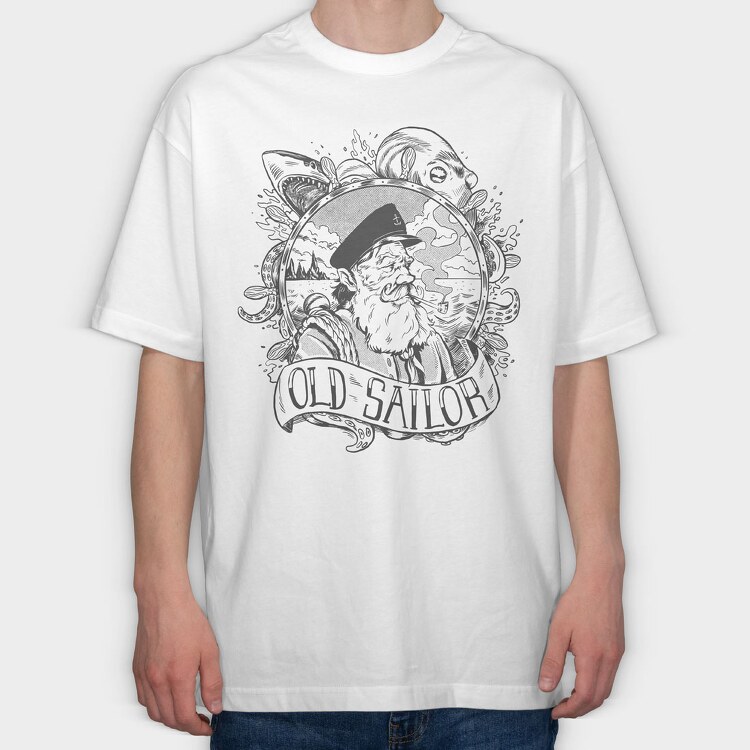 Old Sailor Black, Tricou Oversize Barbati (Unisex)