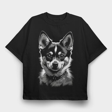 Kleekai Dog Monochrome, Tricou Oversize Barbati (Unisex)