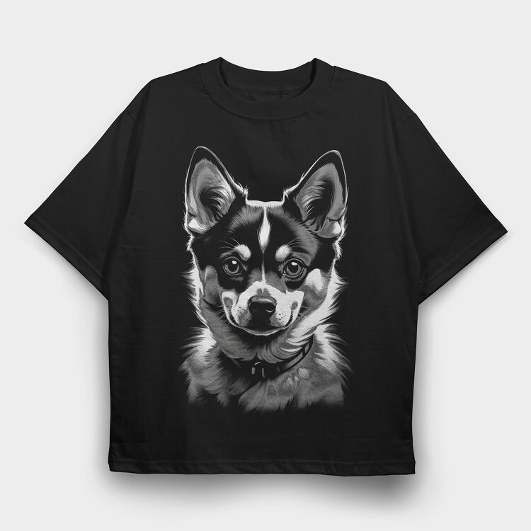 Kleekai Dog Monochrome, Tricou Oversize Barbati (Unisex)