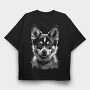 Kleekai Dog Monochrome, Tricou Oversize Barbati (Unisex)