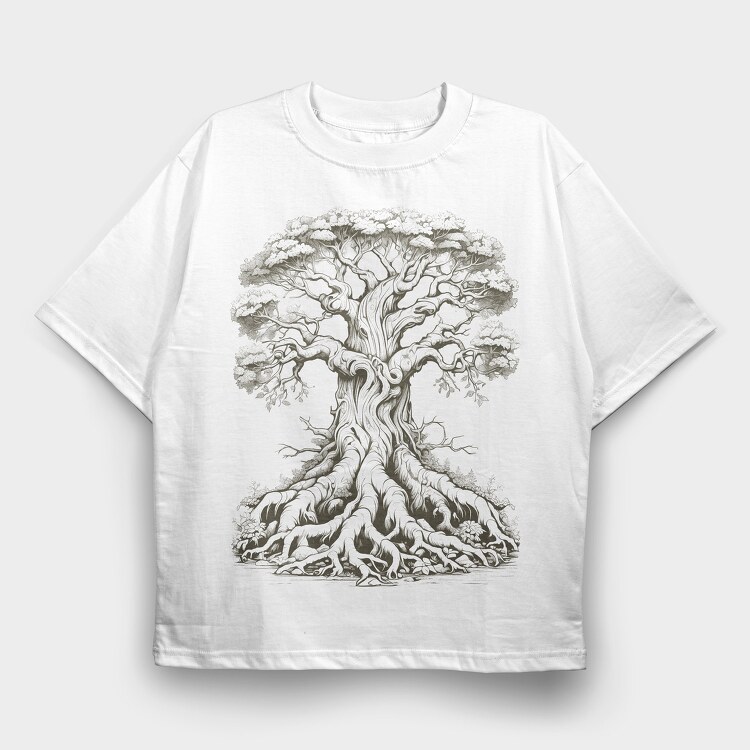 Old Tree, Tricou Oversize Barbati (Unisex)