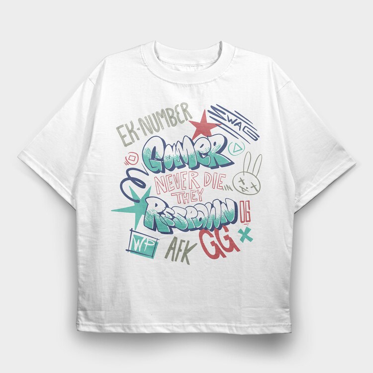 Gaminer Never Die Afk Gg Street Style, Tricou Oversize Barbati (Unisex)