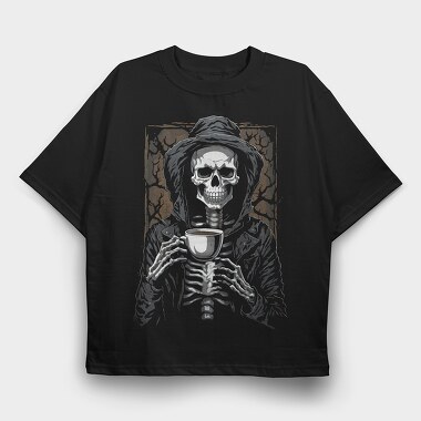 Skeleton Coffee Grave, Tricou Oversize Barbati (Unisex)