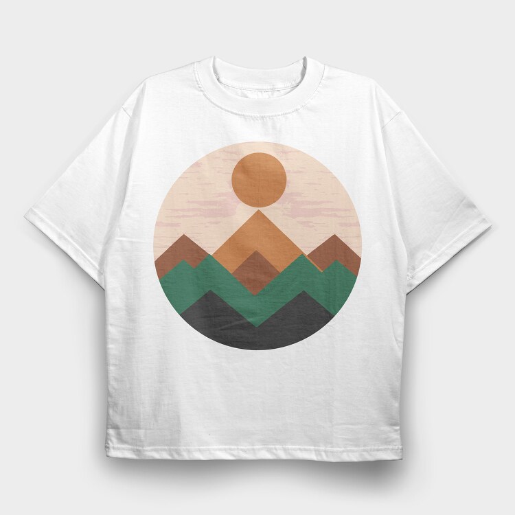 Geometric Retro Mountains, Tricou Oversize Barbati (Unisex)