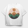 Geometric Retro Mountains, Tricou Oversize Barbati (Unisex)