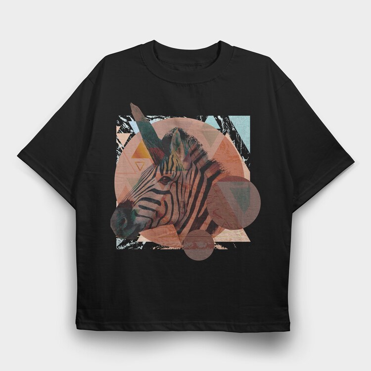 Geometric Zebra, Tricou Oversize Barbati (Unisex)
