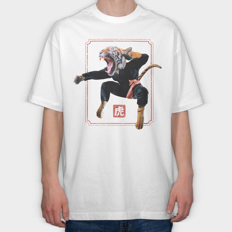 Kungfu Tiger, Tricou Oversize Barbati (Unisex)