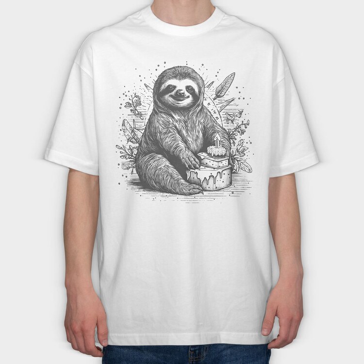 Birthday Sloth, Tricou Oversize Barbati (Unisex)