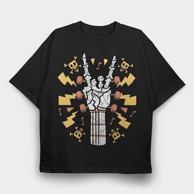 Skeleton Hand Guitar, Tricou Oversize Barbati (Unisex)
