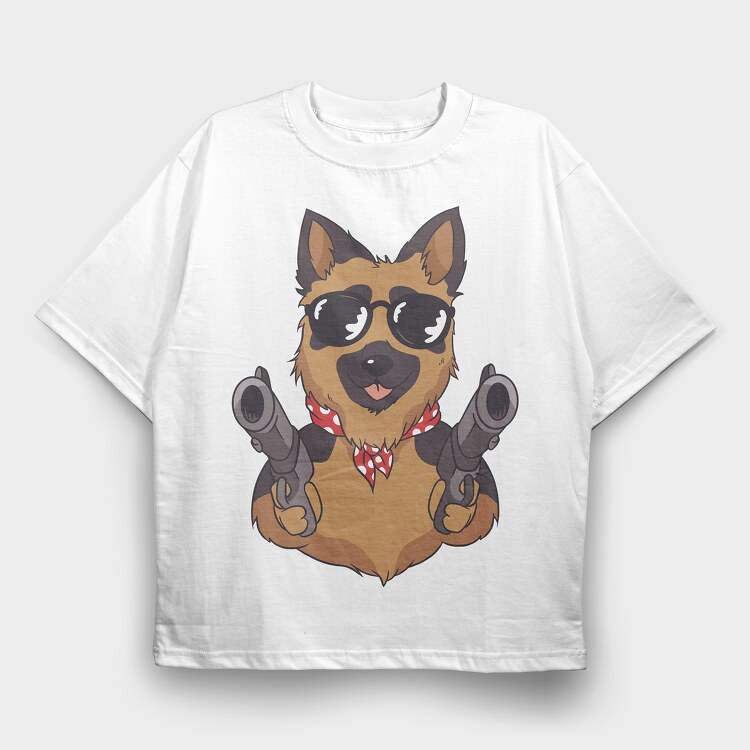 German Shepherd Guns, Tricou Oversize Barbati (Unisex)