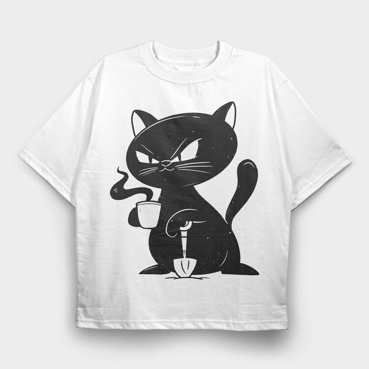 Black Cat Coffee, Tricou Oversize Barbati (Unisex)