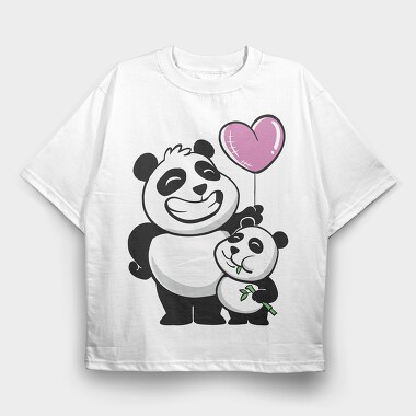 Panda Bears Balloon, Tricou Oversize Barbati (Unisex)