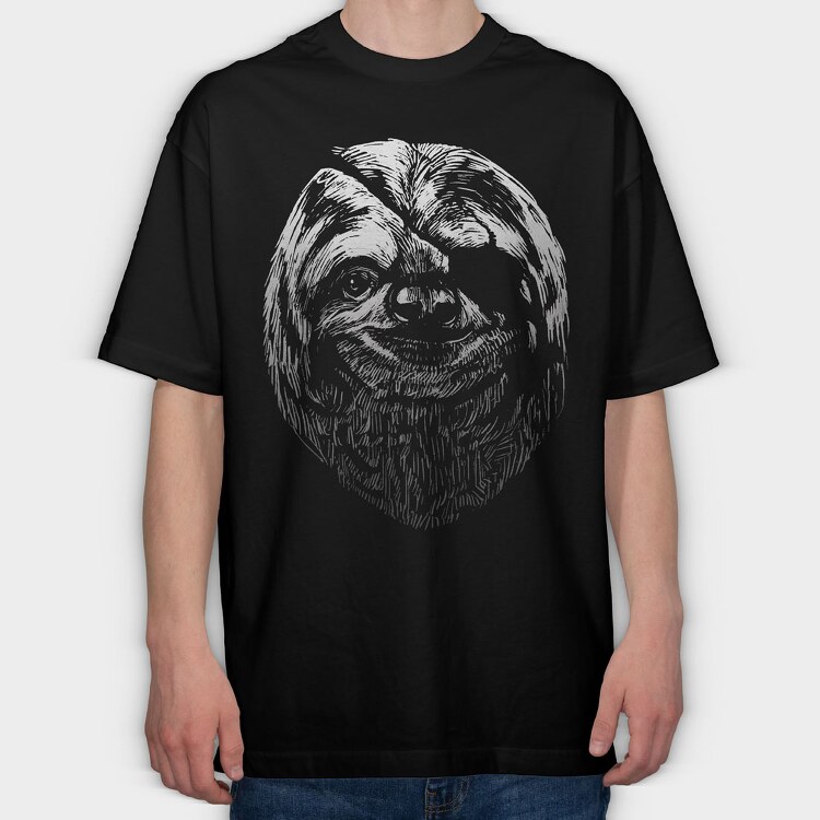 Blindfold Sloth Portrait, Tricou Oversize Barbati (Unisex)