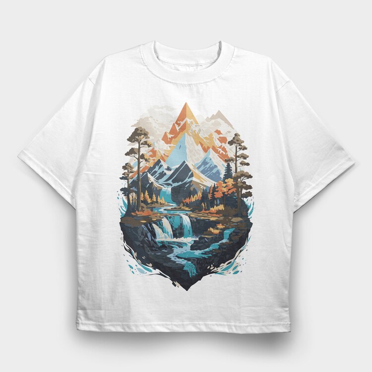 Landscape Winter, Tricou Oversize Barbati (Unisex)