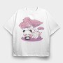 Panda Sakura Kawaii, Tricou Oversize Barbati (Unisex)