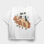 Panda Sloth Lazy, Tricou Oversize Barbati (Unisex)