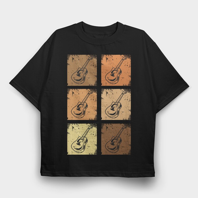 Vintage Guitars Set, Tricou Oversize Barbati (Unisex)