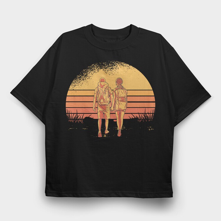 Partner Retro Sunset, Tricou Oversize Barbati (Unisex)