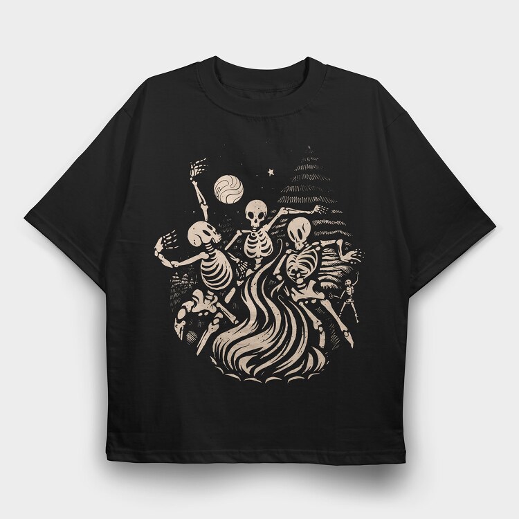 Skeletons Dancing Fire, Tricou Oversize Barbati (Unisex)