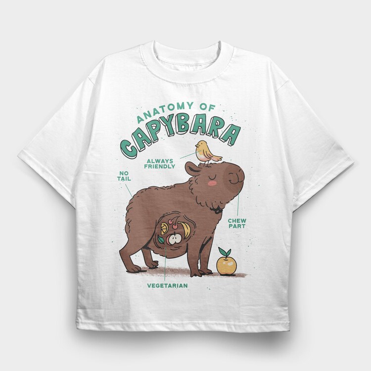 Cute Capybara Anatomy, Tricou Oversize Barbati (Unisex)