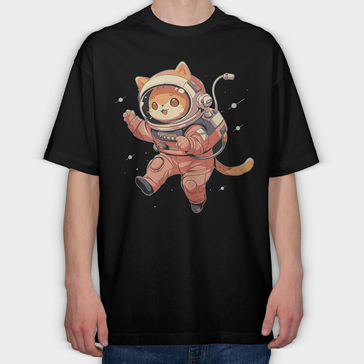 Cute Cat in Space, Tricou Oversize Barbati (Unisex)