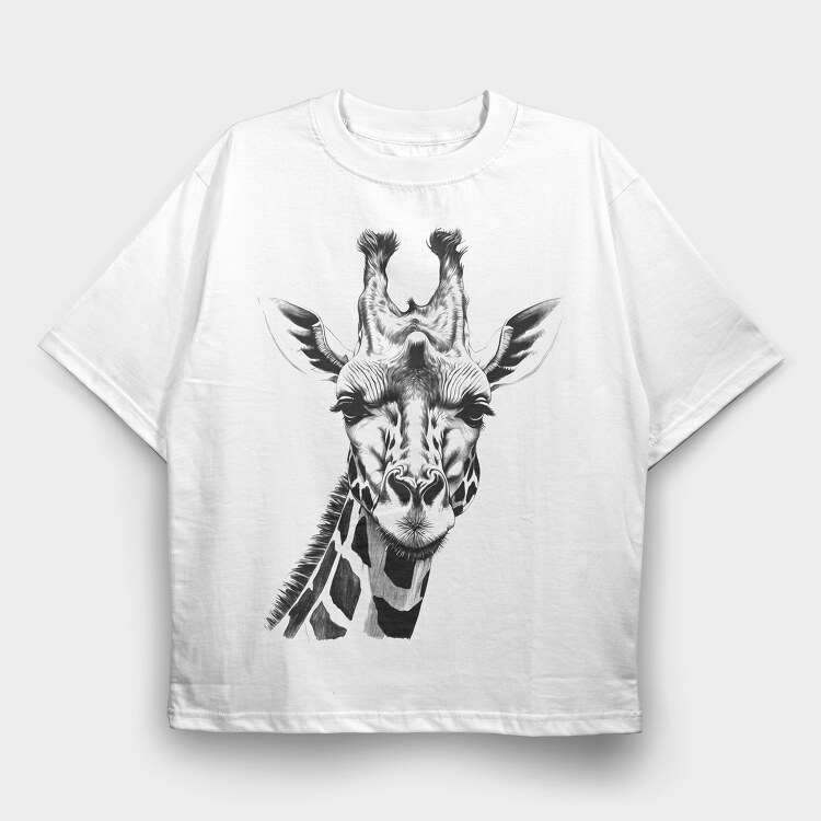 Giraffed Black and White, Tricou Oversize Barbati (Unisex)