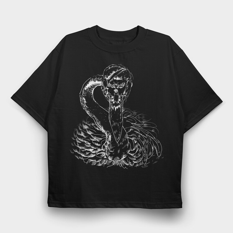 Patched Flamingo Portrait, Tricou Oversize Barbati (Unisex)