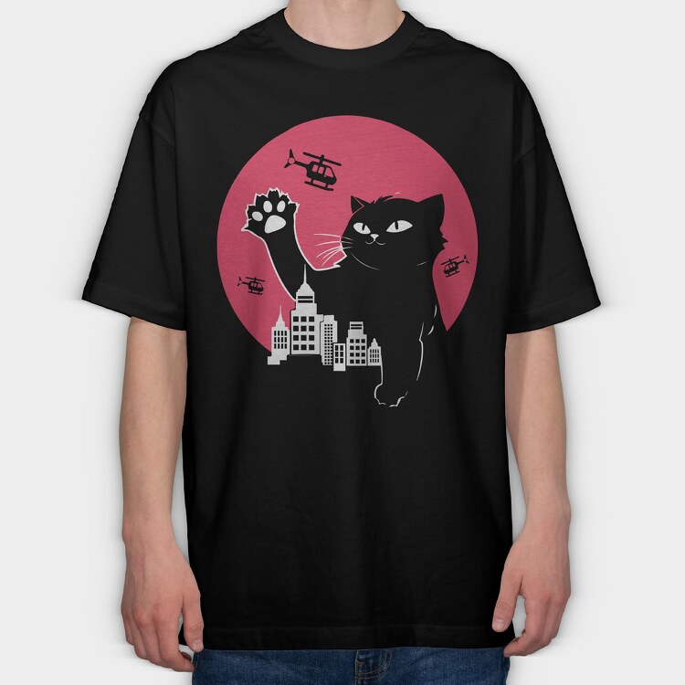 Cute Catzilla, Tricou Oversize Barbati (Unisex)
