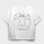 Vitruvian Cat, Tricou Oversize Barbati (Unisex)