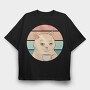Bored Cat With Coffee, Tricou Oversize Barbati (Unisex)