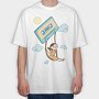 Girl Swinging on a Cassette Tape, Tricou Oversize Barbati (Unisex)