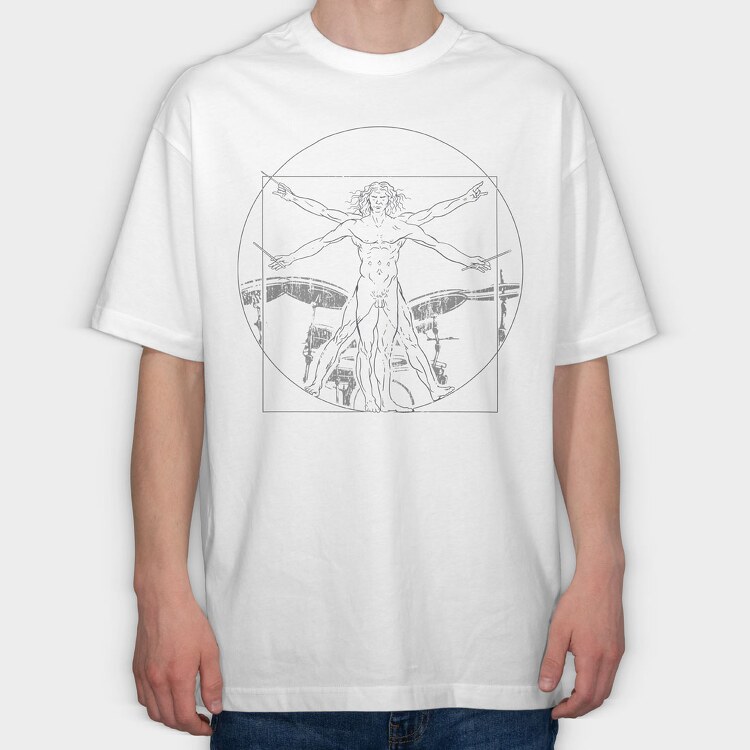 Vitruvian Drummer, Tricou Oversize Barbati (Unisex)