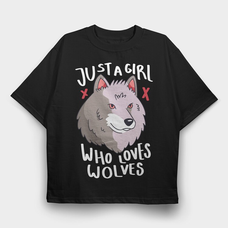 Girl Who Loves Wolves, Tricou Oversize Barbati (Unisex)