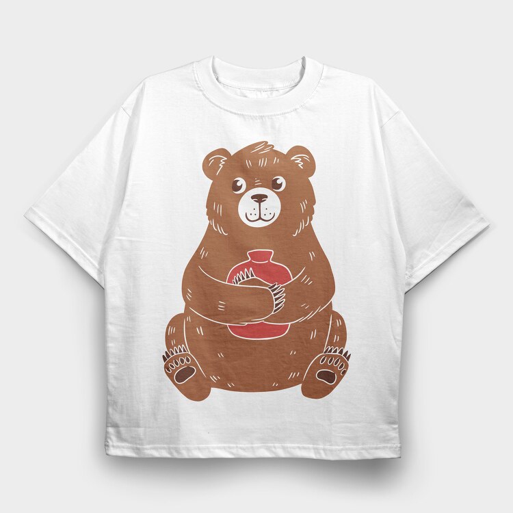 Cute Hot Water Bear, Tricou Oversize Barbati (Unisex)