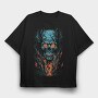Skull Flames, Tricou Oversize Barbati (Unisex)